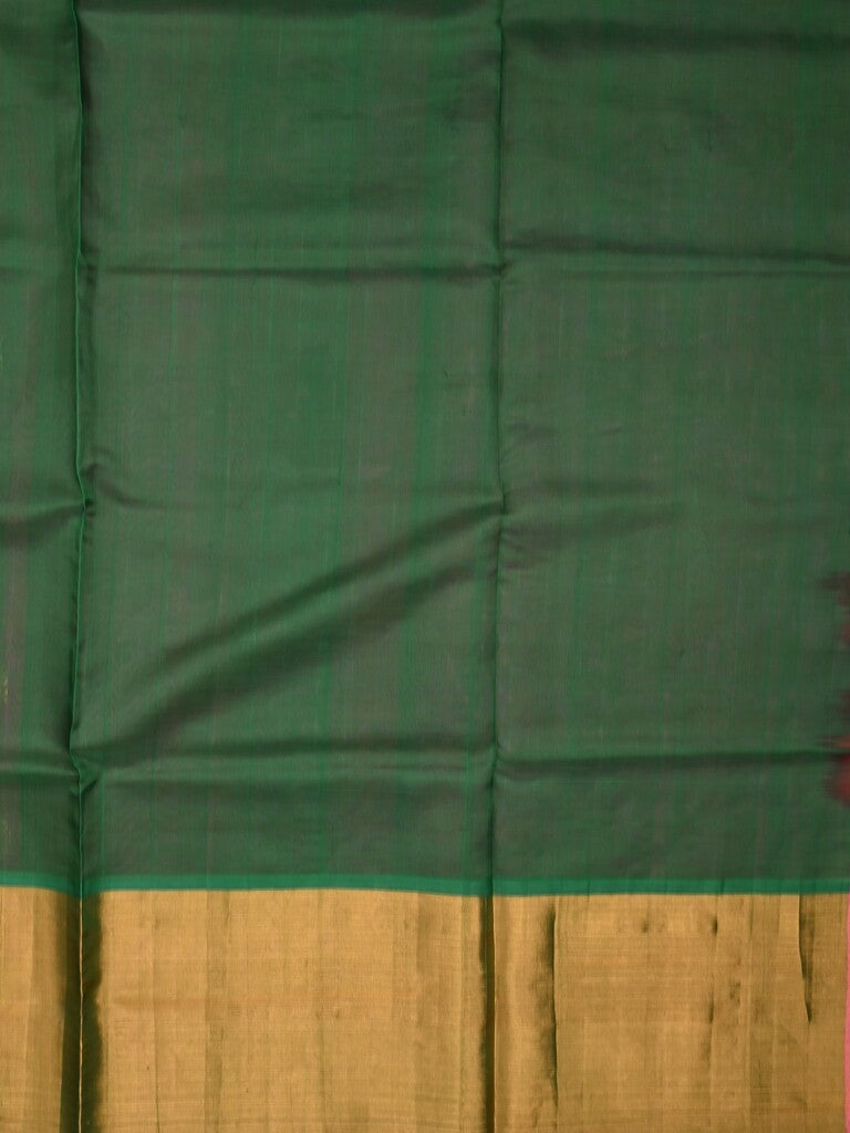 Uppada seiko pattu saree pink color allover zari motifs & kaddi border with zari contrast pallu and attached plain blouse