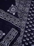 Mul mul cotton saree black color allover prints & printed border with printed pallu and contrast plain blouse