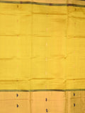 Uppada seiko pattu saree yellow color allover zari motifs & kaddi border with zari contrast pallu and attached plain blouse