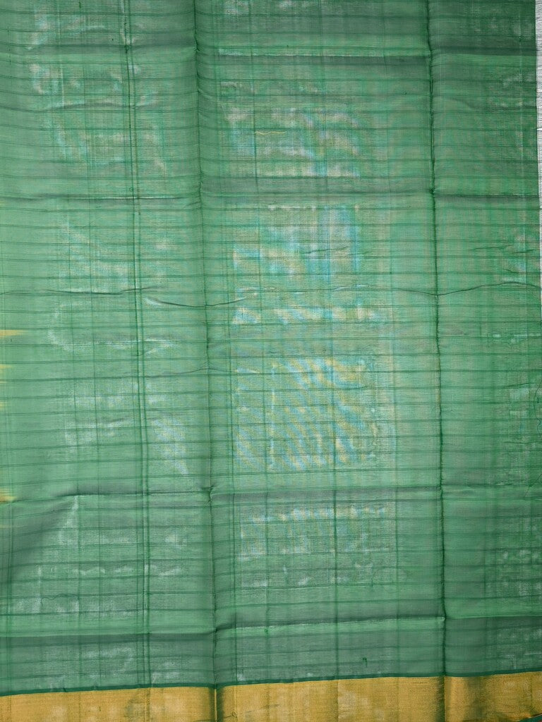 Uppada seiko pattu saree yellow color allover checks & kaddi border with zari contrast pallu and attached plain blouse