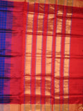 Uppada seiko pattu saree royal blue color allover checks & kaddi border with zari contrast pallu and attached plain blouse