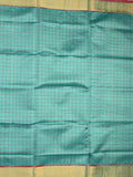 Uppada seiko pattu saree light blue color allover checks & kaddi border with zari contrast pallu and attached plain blouse
