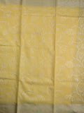 Chanderi fancy saree light yellow color allover weaves & small kaddi border with short pallu and plain self blouse