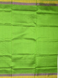 Uppada seiko pattu saree green color allover plain & temple border with zari contrast pallu and attached plain blouse