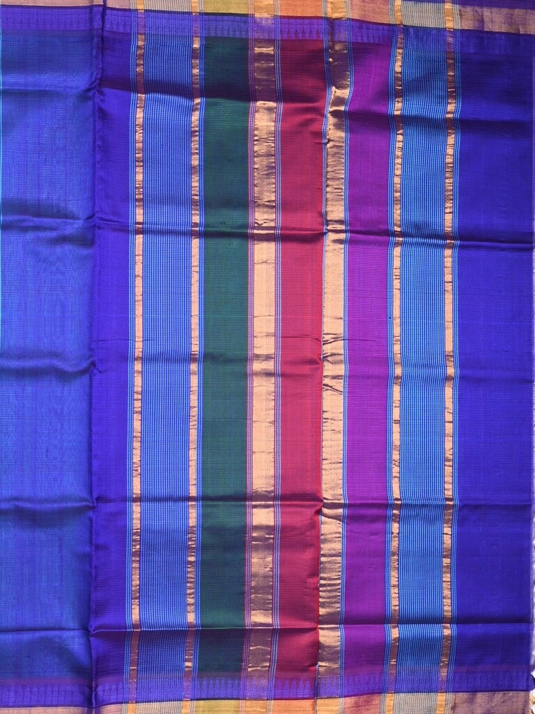Uppada seiko pattu saree light blue color allover plain & temple border with zari contrast pallu and attached plain blouse