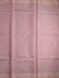 Organza tissue fancy saree onion pink color allover weaves & small kaddi border with short pallu and plain self blouse