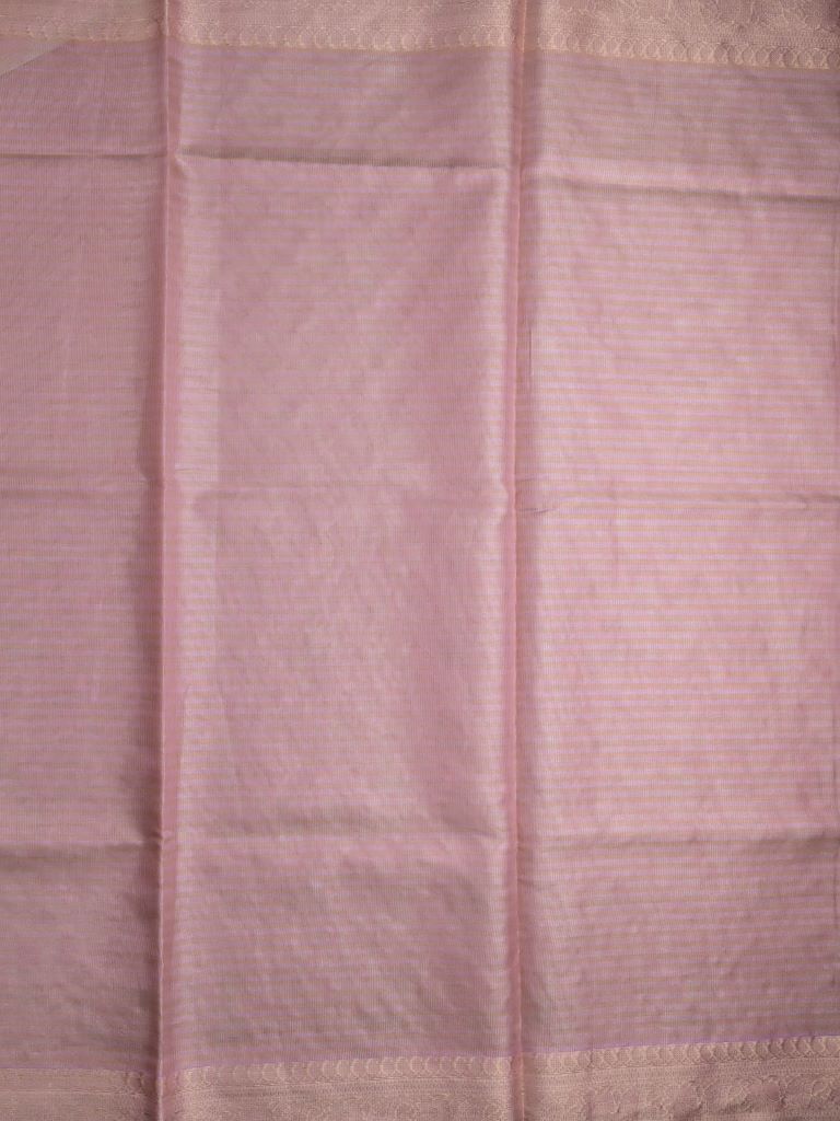 Organza tissue fancy saree onion pink color allover weaves & small kaddi border with short pallu and plain self blouse