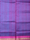 Uppada seiko pattu saree sky blue color allover plain & temple border with zari contrast pallu and attached plain blouse
