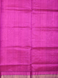 Uppada seiko pattu saree pink color allover plain & temple border with zari contrast pallu and attached plain blouse