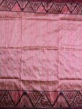 Tussar fancy saree onion pink color allover zari weaves & printed border with contrast printed pallu and attaached printed blouse