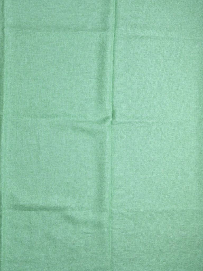 Jute lenin fancy saree lux green color allover embroidery & embroidery cutwork border with running pallu and plain self blouse