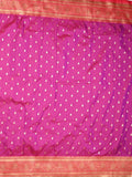 Banaras fancy saree magenta color allover zari motifs & zari contrast border with rich pallu and plain blouse