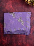 Chiffon fancy saree lavender color allover embroidery & embroidery border with running pallu and attached fancy blouse