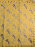 Chiffon fancy saree light yellow color allover embroidery & embroidery border with running pallu and attached fancy blouse