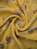 Chiffon fancy saree light yellow color allover embroidery & embroidery border with running pallu and attached fancy blouse