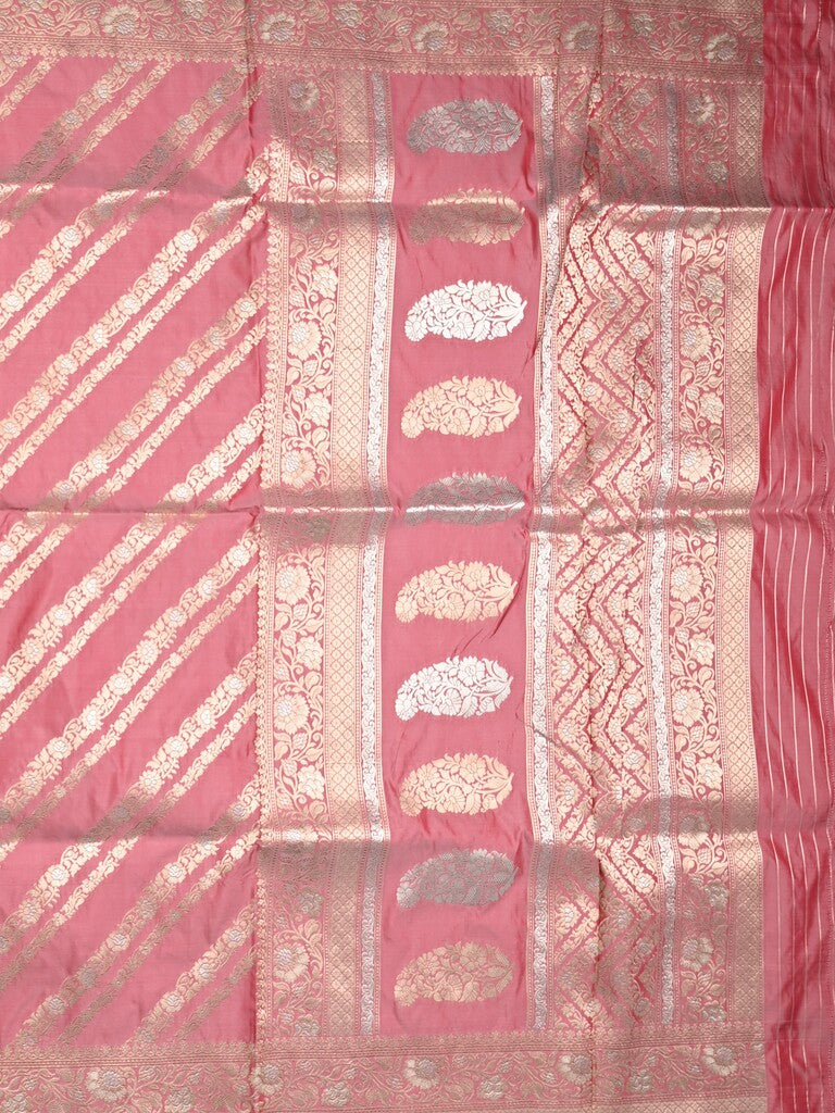 Banaras fancy saree light pink color allover zari weaves & zari border with rich pallu and brocade blouse