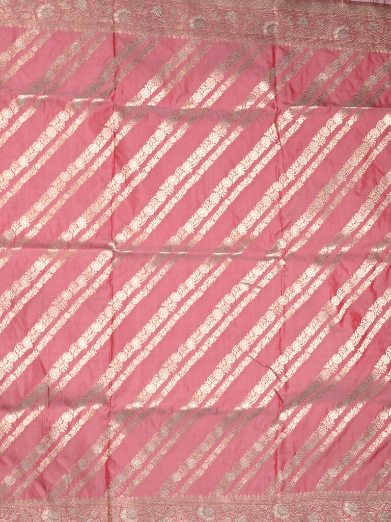 Banaras fancy saree light pink color allover zari weaves & zari border with rich pallu and brocade blouse