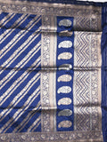 Banaras fancy saree navy blue color allover zari weaves & zari border with rich pallu and brocade blouse