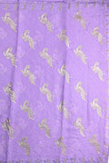 Chiffon fancy saree lavender color allover embroidery & embroidery border with running pallu and attached fancy blouse