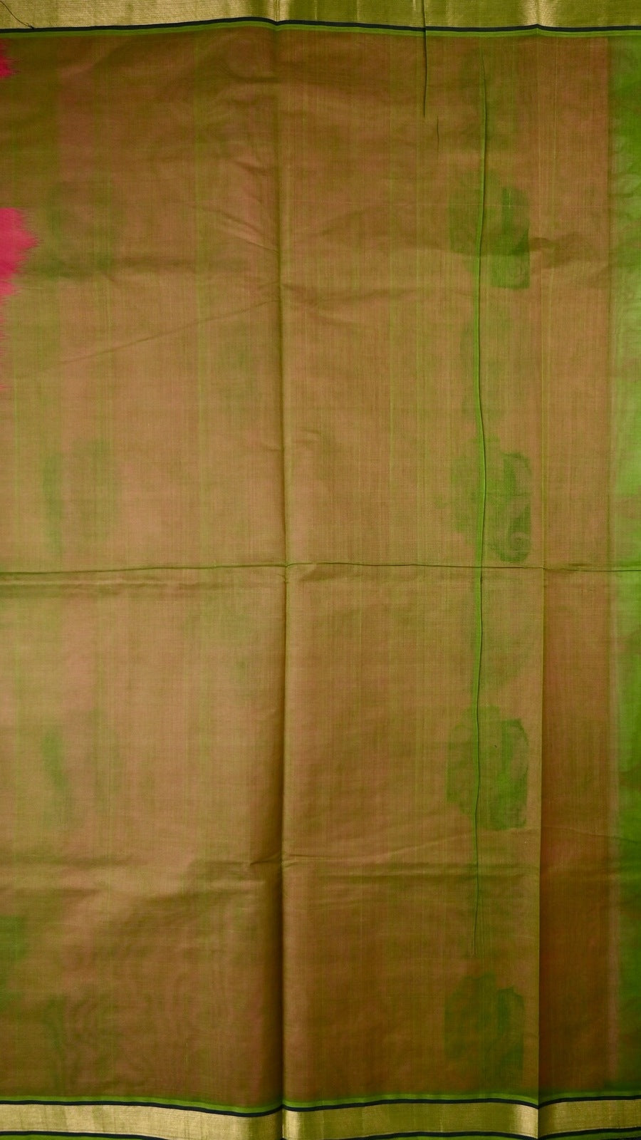 Kanchi cotton saree pink color with thread motive weaves, small zari border, contrast pallu and plain blouse.