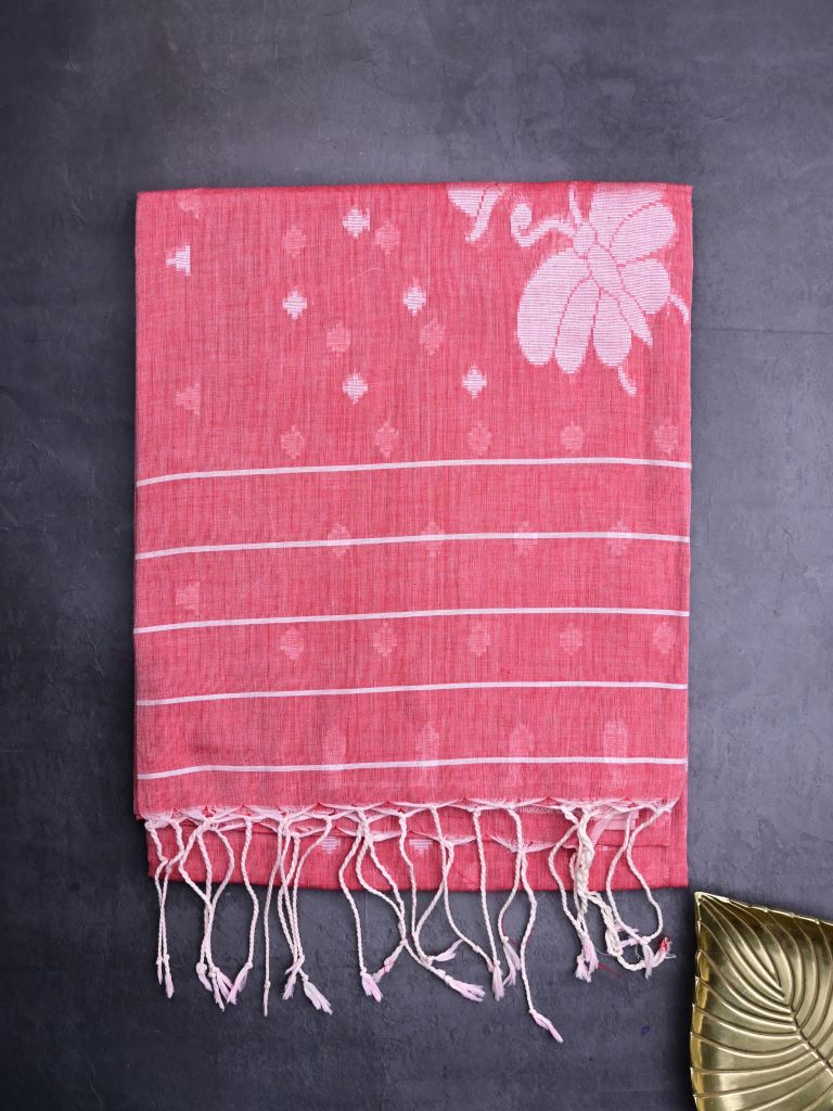 Bagalpur fancy sarees red color allover zari checks with printed & zari weaving border with self pallu and attached printed blouse