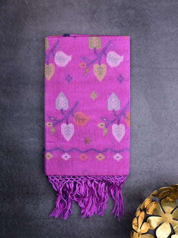 Bengal cotton saree purple color allover weaves & small kaddi border with weaving pallu