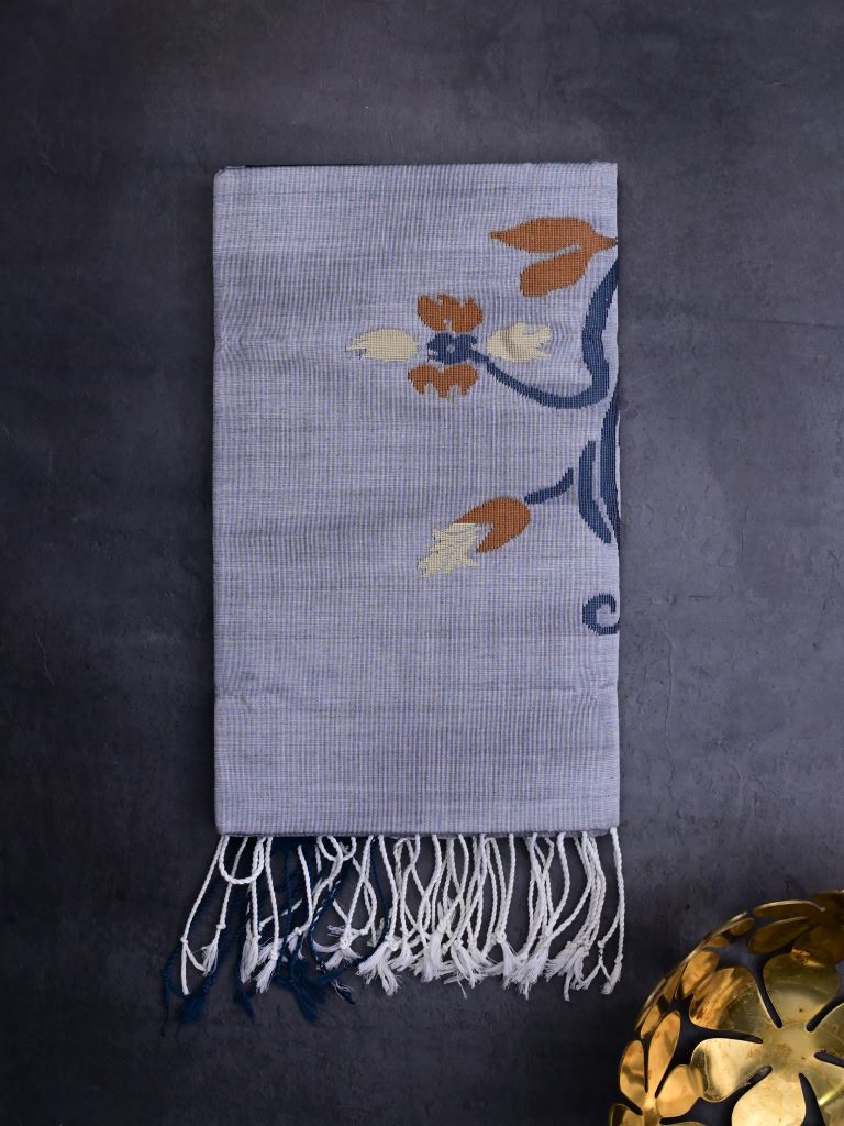 Dupion fancy saree peach color allover zari weaving motifs and weaving border with rich weaving pallu and brocade blouse