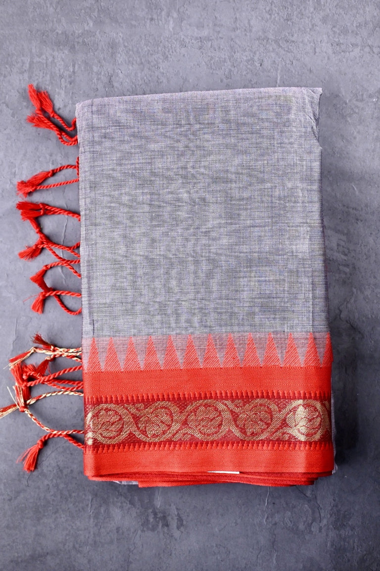 Dupion fancy saree peach color allover zari weaving and weaving border with rich weaving pallu and brocade blouse