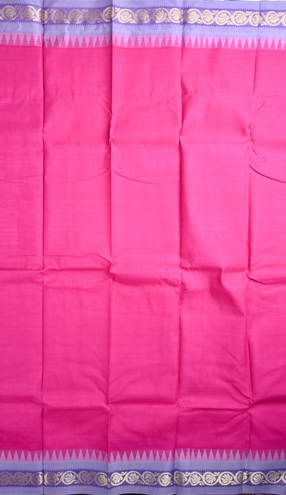 Dhaka cotton saree pink color with small zari border, big contrast pallu and plain blouse.