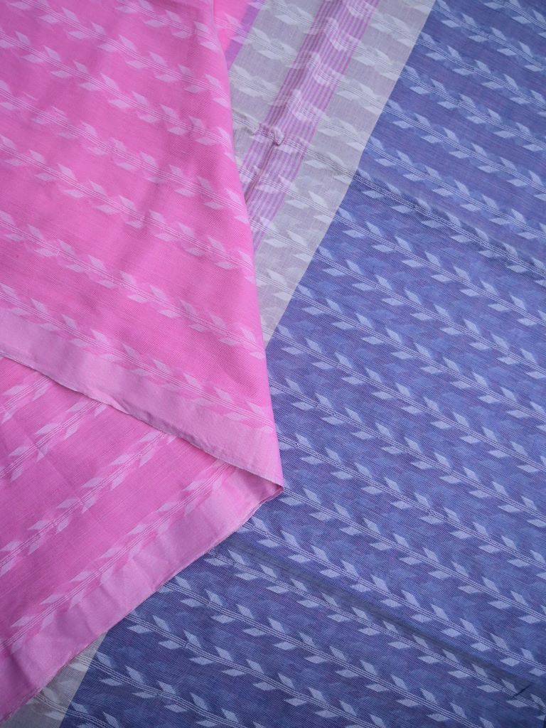 Khadi cotton saree light pink color allover weaves with contrast pallu and contrast blouse