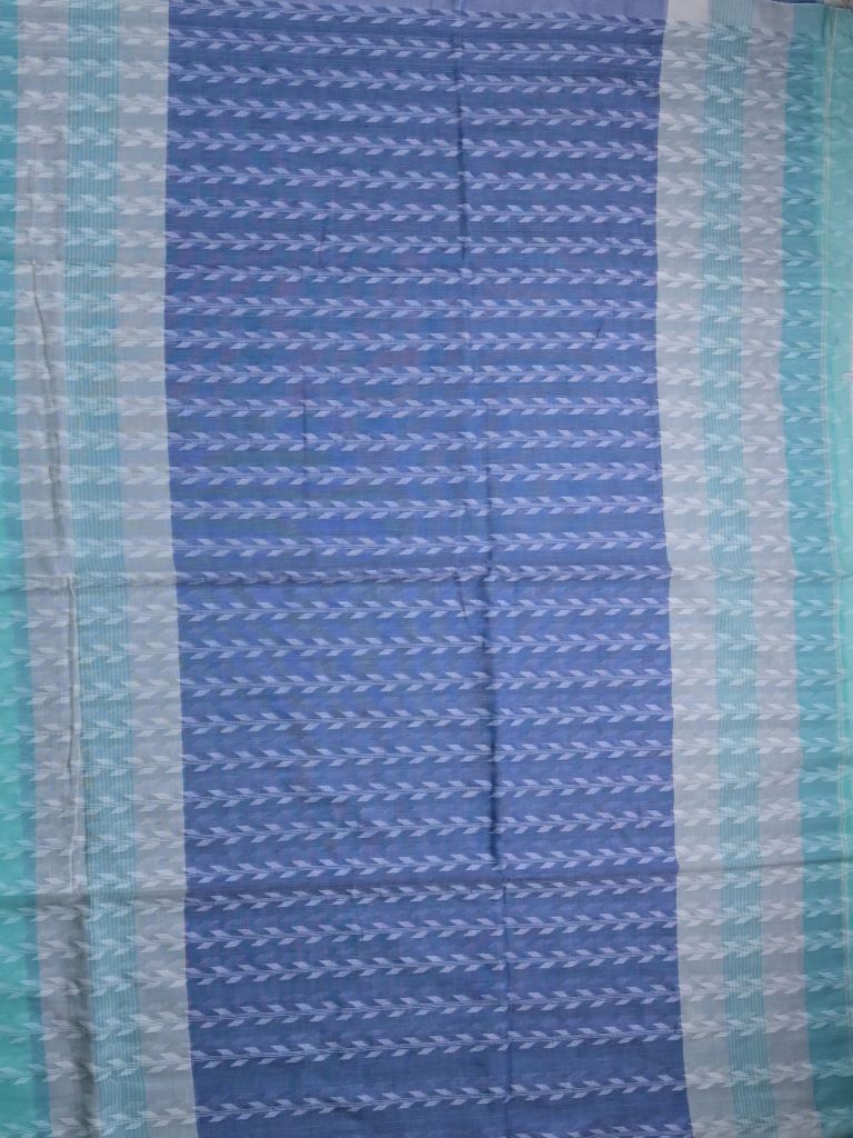 Khadi cotton saree light blue color allover weaves with contrast pallu and contrast blouse