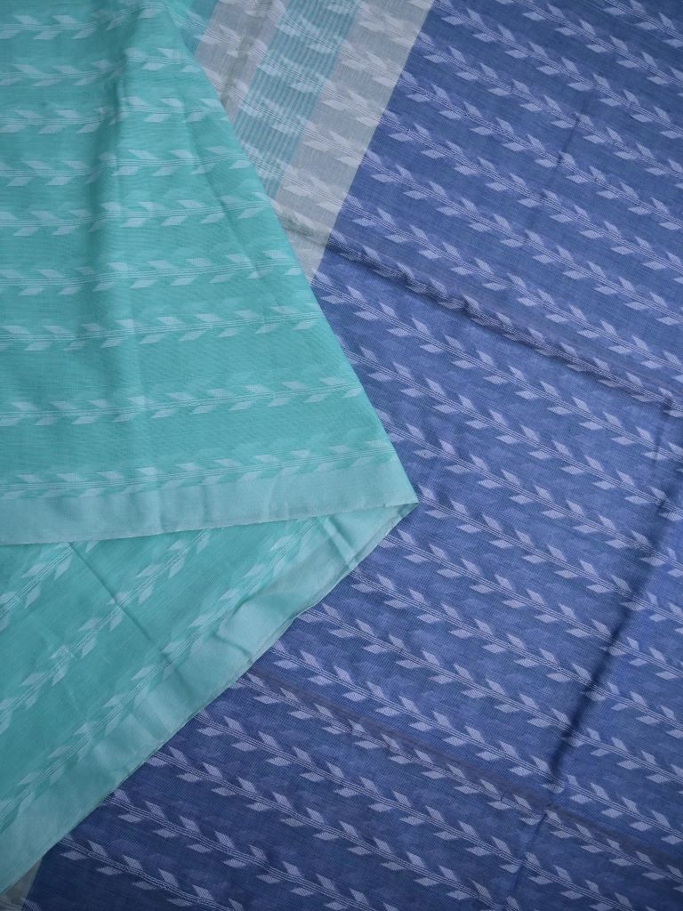 Khadi cotton saree light blue color allover weaves with contrast pallu and contrast blouse