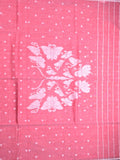 Lenin cotton saree rose pink color allover weaves & small kaddi border with self pallu and attached blouse