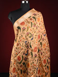 Tissue kalamkari dupatta light orange color with allover digital prints and zari border