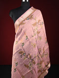 Tissue kalamkari dupatta baby pink color with allover digital prints and zari border