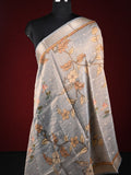 Tissue kalamkari dupatta grey color with allover digital prints and zari border