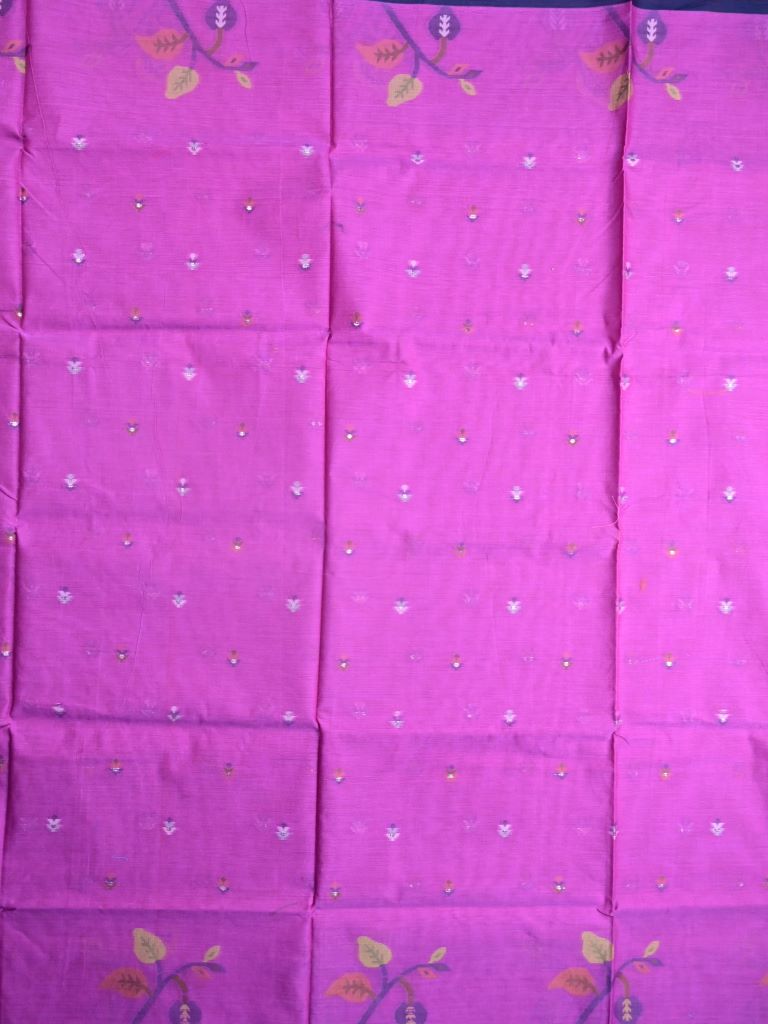 Bengal cotton saree purple color allover weaves & small kaddi border with weaving pallu