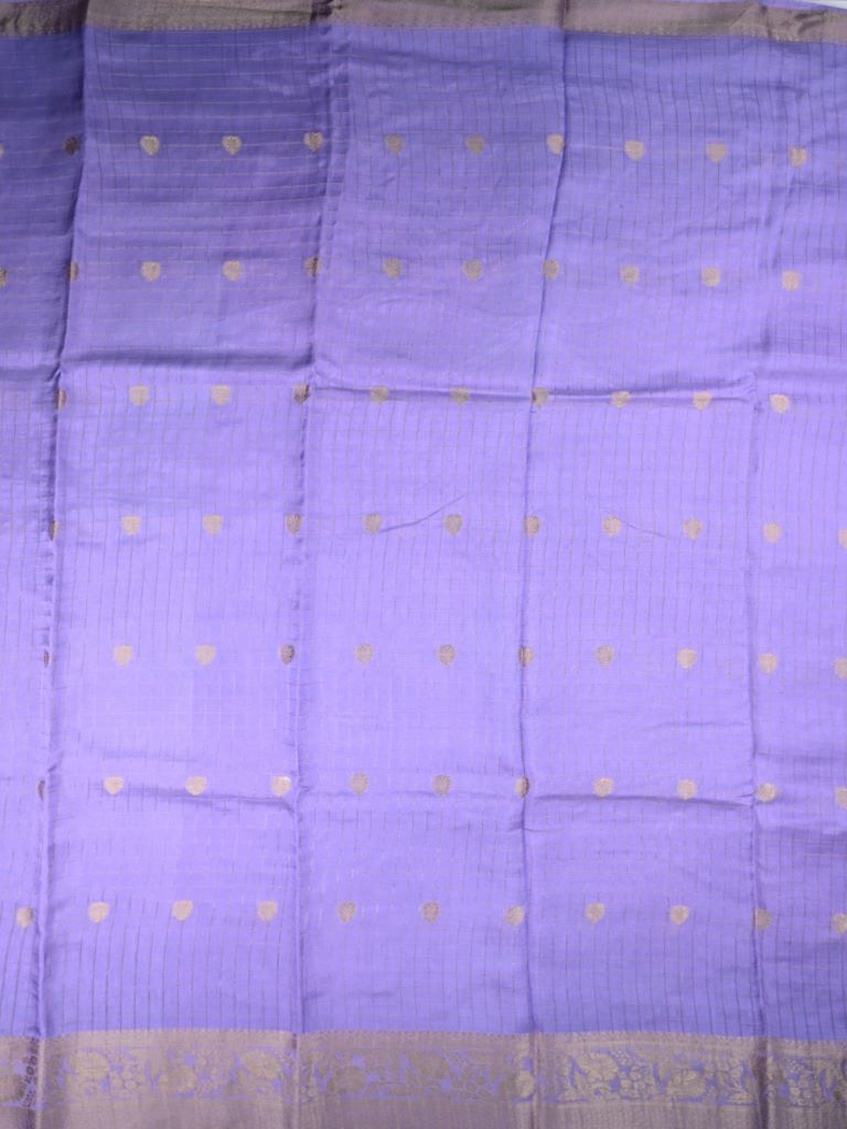 Dola silk fancy saree lavender color allover zari motives & checks with short pallu and attached blouse