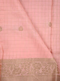 Dola silk fancy saree peach color allover zari motives & checks with short pallu and attached blouse
