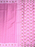 Bengali cotton saree baby pink color allover prints with printed pallu and attached blouse