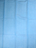 Bengali cotton saree sky blue color allover prints with printed pallu and attached blouse