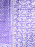 Bengali cotton saree lavender color allover prints with printed pallu and attached blouse