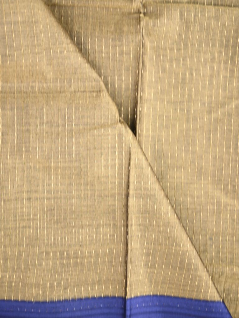 Dhaka cotton saree brown color allover checks & small border with brocade pallu and contrast blouse