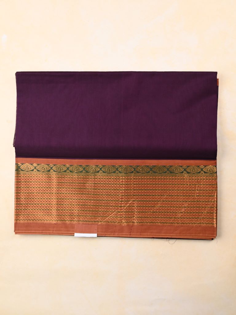 Venkatagiri cotton saree wine color allover plain & zari border with zari stripes pallu