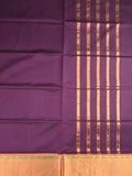 Venkatagiri cotton saree wine color allover plain & zari border with zari stripes pallu