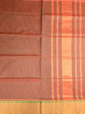 Venkatagiri cotton saree brown color allover plain & zari border with zari stripes pallu