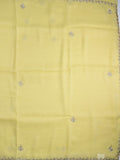 Organza shimmer light yellow color allover embroidery butis & embroidery border with running pallu and attached blouse