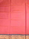 Venkatagiri cotton saree pink color allover zari motives & zari border with rich pallu
