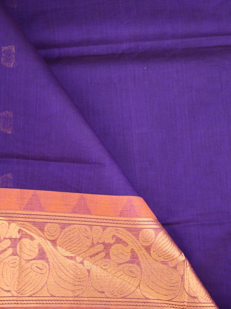 Venkatagiri cotton saree violet color allover zari motives & zari border with rich pallu