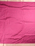 Jute fancy saree pink color allover stripes & kaddi border with short pallu and attached plain blouse